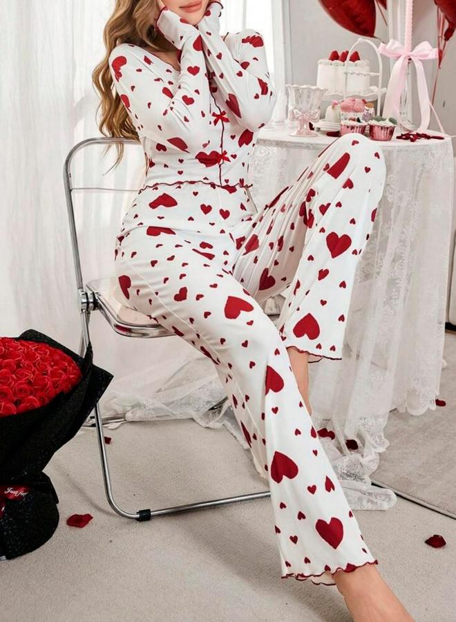 تايك تو طقم بيجاما من بنطال وبلوزة مطبعة بأكمام طويلة - Image 3